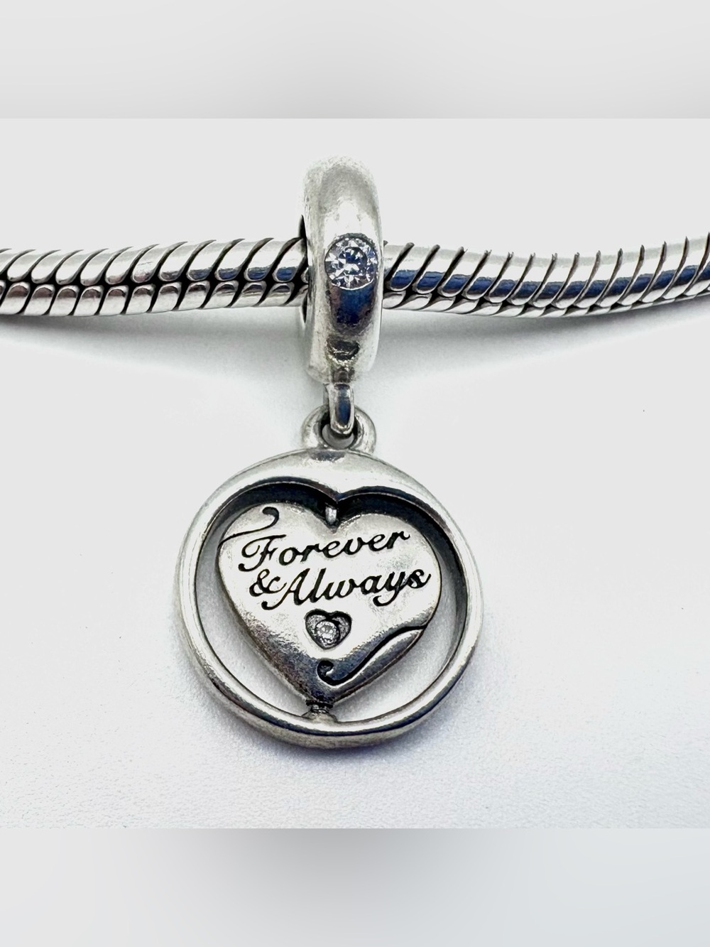 Pandora Forever & Always Soulmate Heart Sterling Silver Charm
